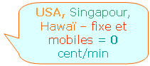 USA, Singapour, Hawa  fixe et mobiles = 0 cent/min
